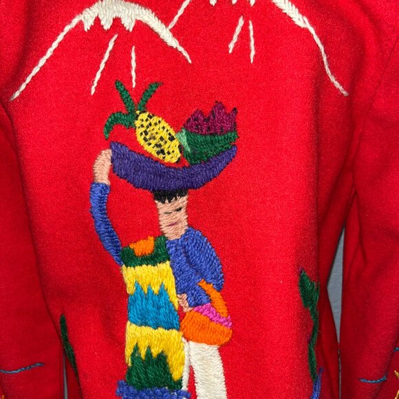 40'S VINTAGE KEYSTONE EXPORT WOOL MEXICAN EMBROIDERED TOURIST SOUVENIR JACKET - Picture 7 of 10